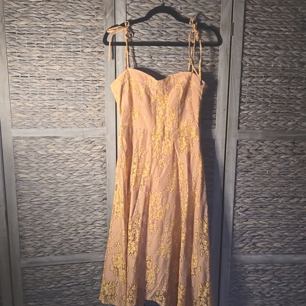 Pink and Orange Lace Dress Asymmetrical Bottom